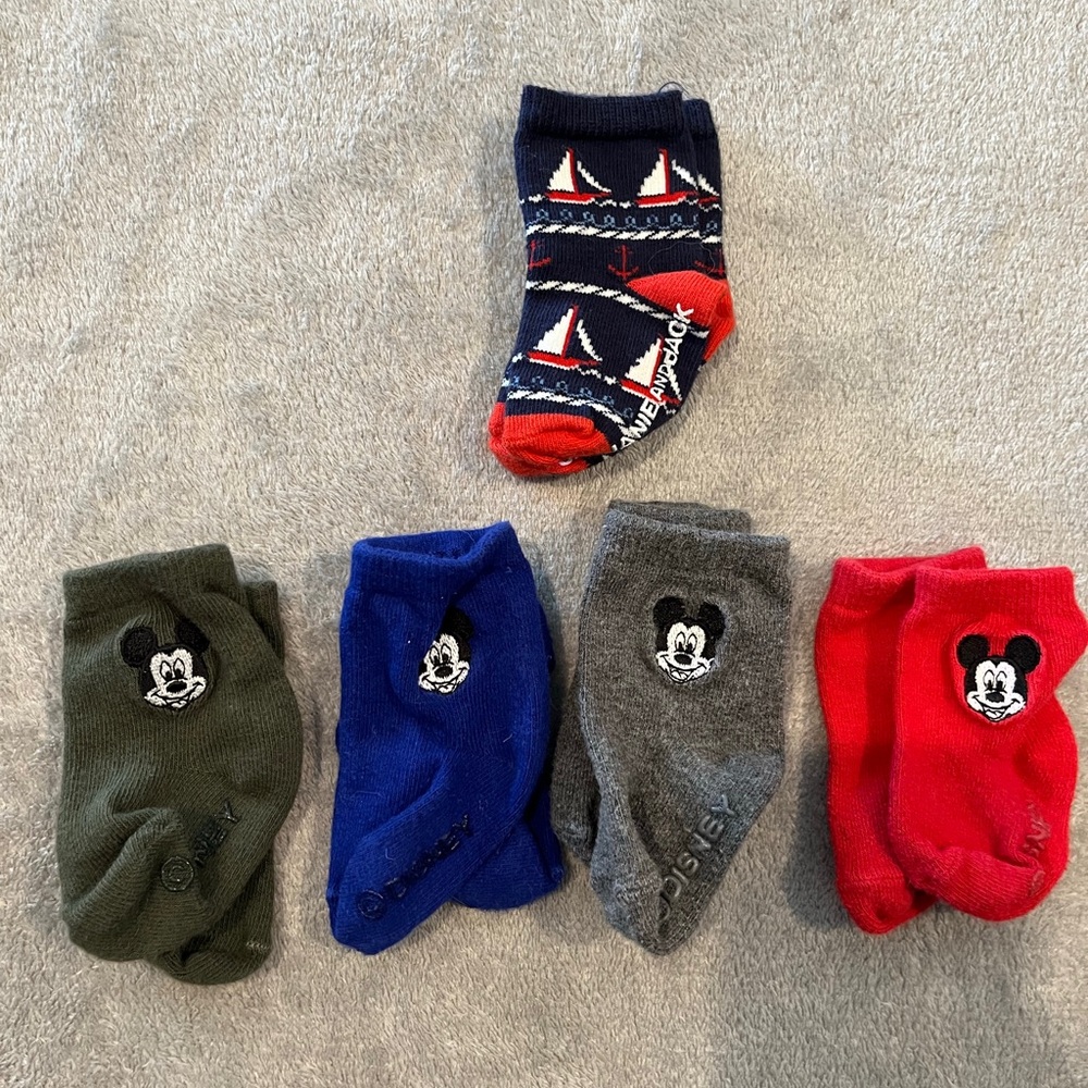 EUC 6-12M Janie & Jack and Disney Mickey Mouse Sock Lot